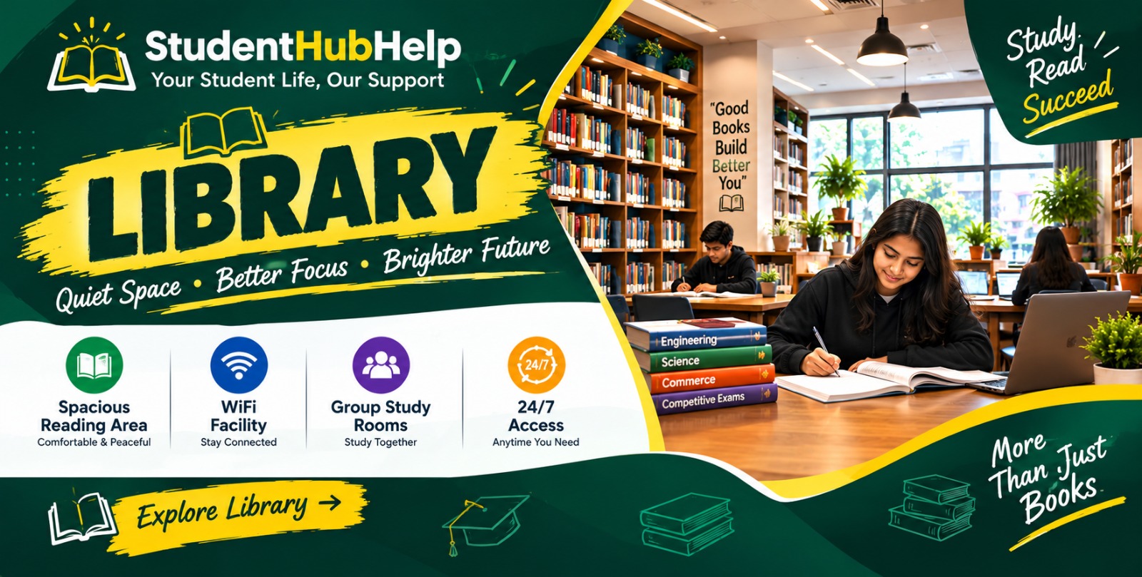 Student library and study spaces